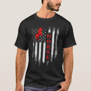 Vintage USA American Flag Horse Funny Horseback Ri T-Shirt
