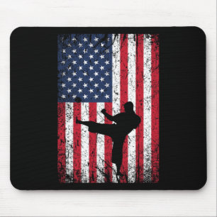 Vintage Usa American Flag Karate 4th Of July Marti Mouse Pad