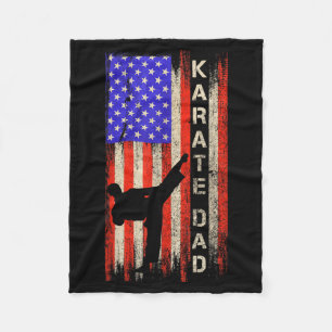 Vintage USA American Flag Karate Dad Karateka Fleece Blanket