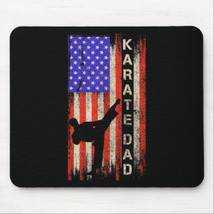 Vintage Usa American Flag Karate Dad Karateka Silh Mouse Pad