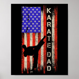 Vintage Usa American Flag Karate Dad Karateka Silh Poster