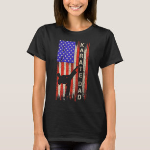 Vintage Usa American Flag Karate Dad Karateka Silh T-Shirt