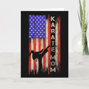 Vintage Usa American Flag Karate Mum Karateka Silh Card