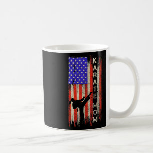 Vintage Usa American Flag Karate Mum Karateka Silh Coffee Mug