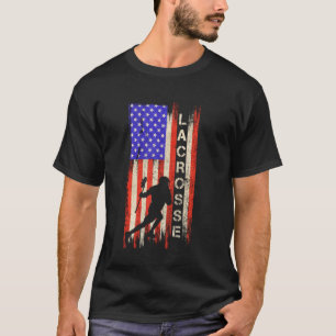 Vintage Usa American Flag Lacrosse Player Team Sil T-Shirt