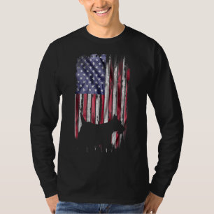 Vintage Usa American Flag Love Scottish Terrier Si T-Shirt