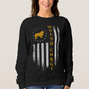 Vintage Usa American Flag Love Welsh Corgi Dog Sil Sweatshirt