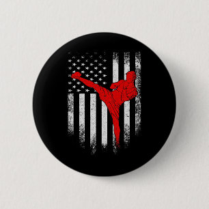 Vintage Usa American Flag Mma Kickboxing Fighter D 6 Cm Round Badge