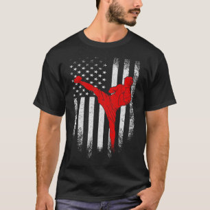 Vintage Usa American Flag Mma Kickboxing Fighter D T-Shirt