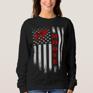 Vintage USA American Flag Moose Wapiti Deer Stag Sweatshirt