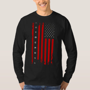 Vintage Usa American Flag Motocross Dirt Bike Silh T-Shirt