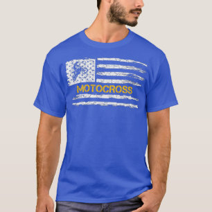 Vintage USA American Flag Motocross Dirt Bike T-Shirt
