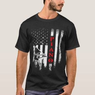 Vintage USA American Flag Piano Musician Pianist S T-Shirt