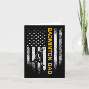 Vintage Usa American Flag Proud Badminton Dad Silh Card