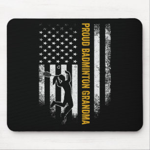 Vintage Usa American Flag Proud Badminton Grandma Mouse Pad