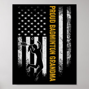 Vintage Usa American Flag Proud Badminton Grandma Poster