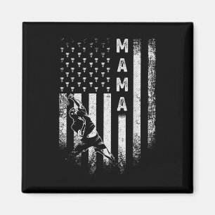 Vintage Usa American Flag Proud Badminton Mama Sil Magnet