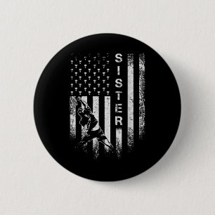 Vintage Usa American Flag Proud Badminton Sister S 6 Cm Round Badge