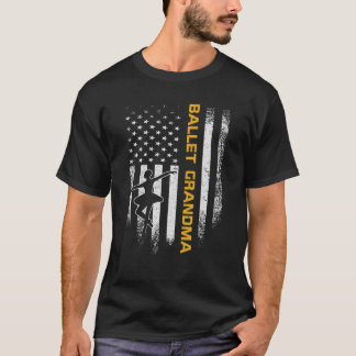 Vintage USA American Flag Proud Ballet Grandma Bal T-Shirt