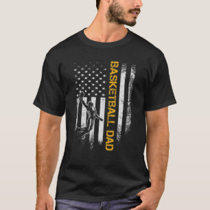 Vintage USA American Flag Proud Basketball Dad Sil T-Shirt