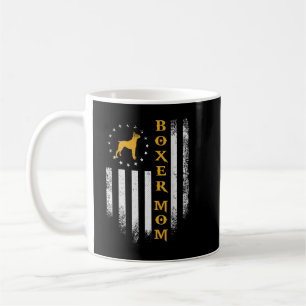Vintage USA American Flag Proud Boxer Dog Mum Silh Coffee Mug