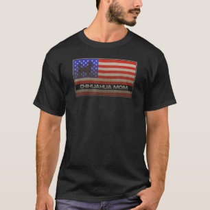 Vintage Usa American Flag Proud Chihuahua Dog Mum  T-Shirt
