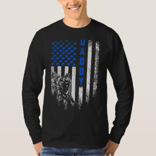 Vintage Usa American Flag Proud Hockey Daddy Silho T-Shirt