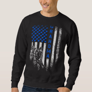Vintage Usa American Flag Proud Hockey Grandma Sil Sweatshirt