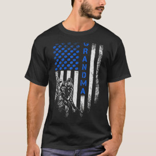 Vintage Usa American Flag Proud Hockey Grandma Sil T-Shirt