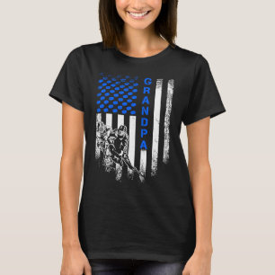 Vintage USA American Flag Proud Hockey Grandpa Sil T-Shirt