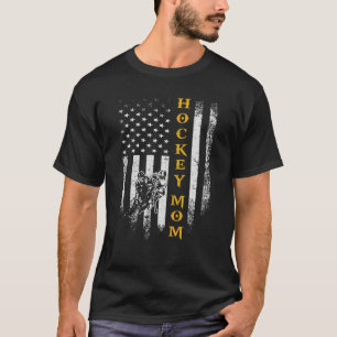Vintage USA American Flag Proud Hockey Mom Silhoue T-Shirt