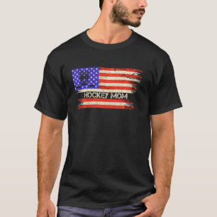 Vintage Usa American Flag Proud Hockey Player Mum  T-Shirt
