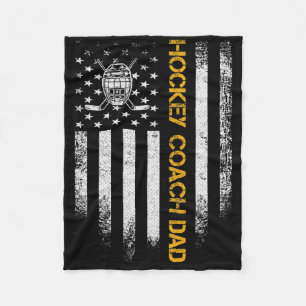 Vintage Usa American Flag Proud Ice Hockey Coach D Fleece Blanket