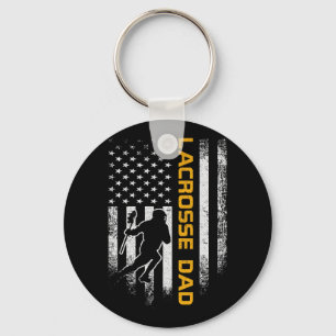 Vintage Usa American Flag Proud Lacrosse Dad Lax S Key Ring