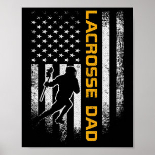 Vintage Usa American Flag Proud Lacrosse Dad Lax S Poster