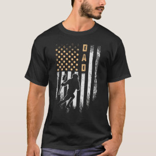 Vintage Usa American Flag Proud Lacrosse Dad Silho T-Shirt