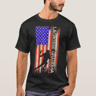 Vintage USA American Flag Proud Lacrosse Grandma S T-Shirt