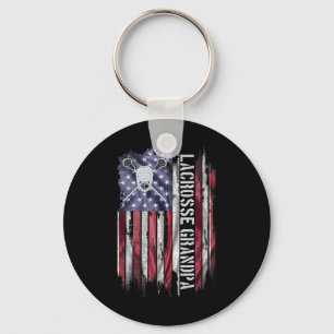 Vintage Usa American Flag Proud Lacrosse Grandpa S Key Ring