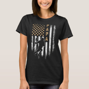 Vintage Usa American Flag Proud Lacrosse Papa Lax  T-Shirt