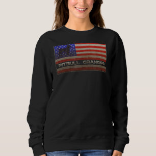 Vintage Usa American Flag Proud Pitbull Grandpa Si Sweatshirt