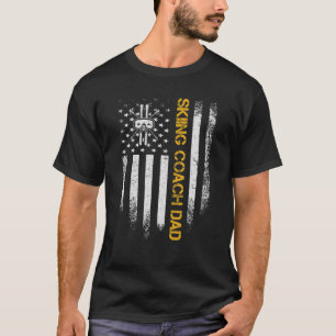 Vintage USA American Flag Proud Skiing Coach Dad S T-Shirt