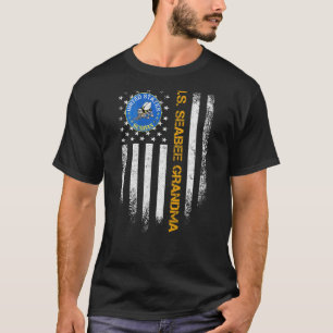 Vintage Usa American Flag Proud Us Seabee Veteran T-Shirt