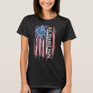 Vintage Usa American Flag Proud Us Seabee Veteran  T-Shirt