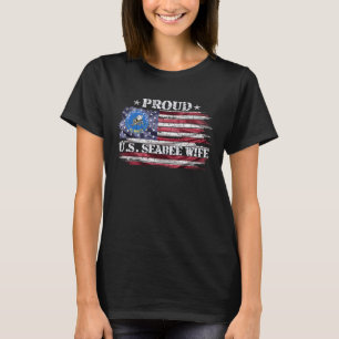 Vintage USA American Flag Proud US Seabee Veteran T-Shirt