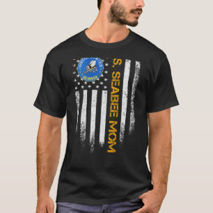 Vintage Usa American Flag Proud Us Seabee Veteran T-Shirt