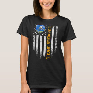 Vintage Usa American Flag Proud Us Seabee Veteran  T-Shirt