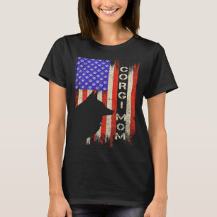 Vintage USA American Flag Proud Welsh Corgi Mum Si T-Shirt
