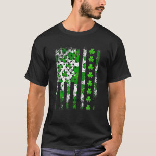 Vintage USA American Flag Shamrock St Patricks Day T-Shirt
