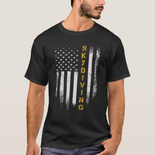 Vintage USA American Flag Skydiving Funny Skydiver T-Shirt