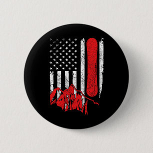 Vintage Usa American Flag Snowboarding Cool Snowbo 6 Cm Round Badge